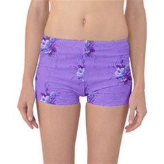 Purple Roses Pattern Reversible Boyleg Bikini Bottoms