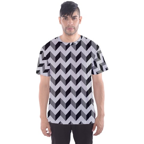 Modern Retro Chevron Patchwork Pattern  Men s Sport Mesh Tees by GardenOfOphir