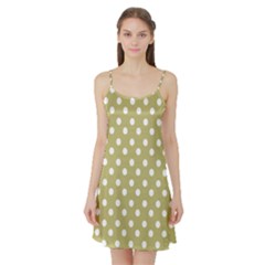 Lime Green Polka Dots Satin Night Slip by GardenOfOphir