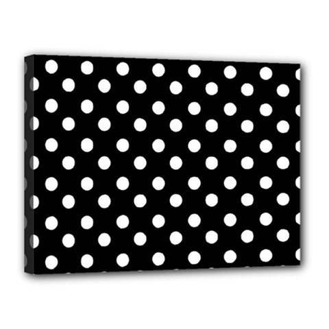 Black And White Polka Dots Canvas 16  X 12  by GardenOfOphir