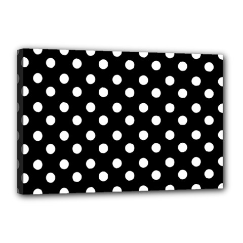 Black And White Polka Dots Canvas 18  X 12  by GardenOfOphir