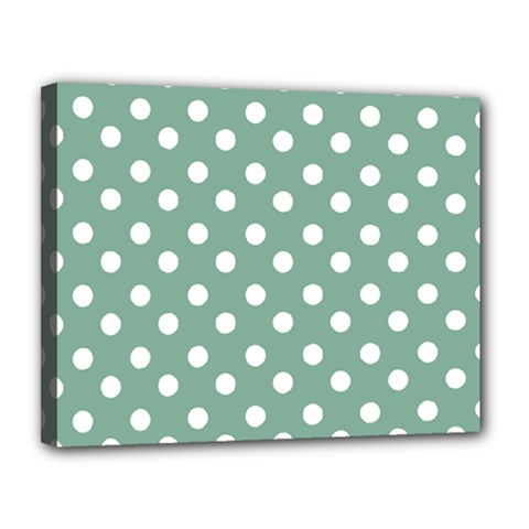 Mint Green Polka Dots Canvas 14  X 11  by GardenOfOphir