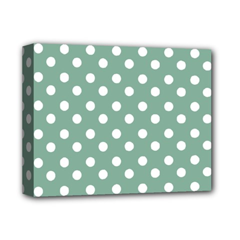Mint Green Polka Dots Deluxe Canvas 14  X 11  by GardenOfOphir