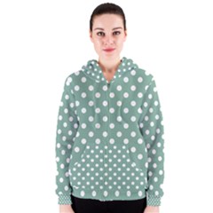Mint Green Polka Dots Women s Zipper Hoodies by GardenOfOphir