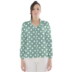 Mint Green Polka Dots Wind Breaker (women) by GardenOfOphir