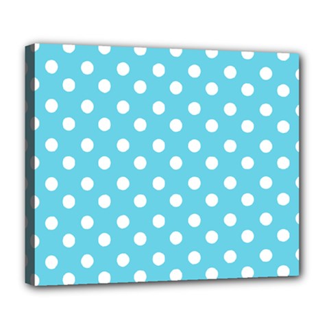 Sky Blue Polka Dots Deluxe Canvas 24  X 20   by GardenOfOphir