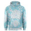 Aqua Blue Floral Pattern Men s Pullover Hoodies View1