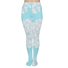 Aqua Blue Floral Pattern Women s Tights by LovelyDesigns4U