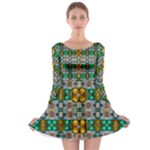 Rainbow flowers and Decorative peace  Long Sleeve Skater Dress