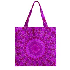 Purple And Pink Mandala Zipper Grocery Tote Bags