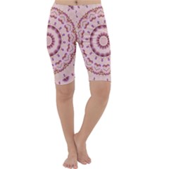 Pink And Purple Roses Mandala Cropped Leggings