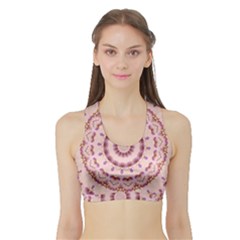 Pink And Purple Roses Mandala Women s Sports Bra With Border