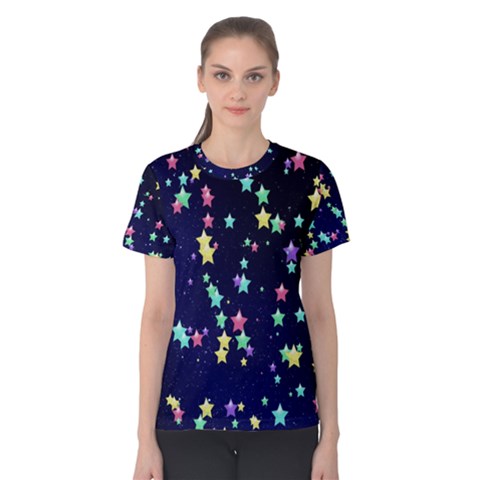 Pretty Stars Pattern Women s Cotton Tee by LovelyDesigns4U