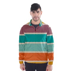 Rhombus And Retro Colors Stripes Pattern Wind Breaker (men)