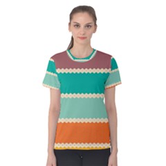 Rhombus And Retro Colors Stripes Pattern Women s Cotton Tee