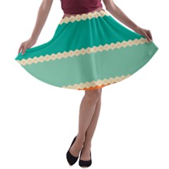 Rhombus And Retro Colors Stripes Pattern A-line Skater Skirt by LalyLauraFLM