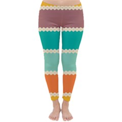 Rhombus And Retro Colors Stripes Pattern Winter Leggings