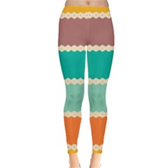 Rhombus And Retro Colors Stripes Pattern Leggings