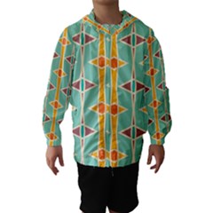 Rhombus pattern in retro colors  Hooded Wind Breaker (Kids)