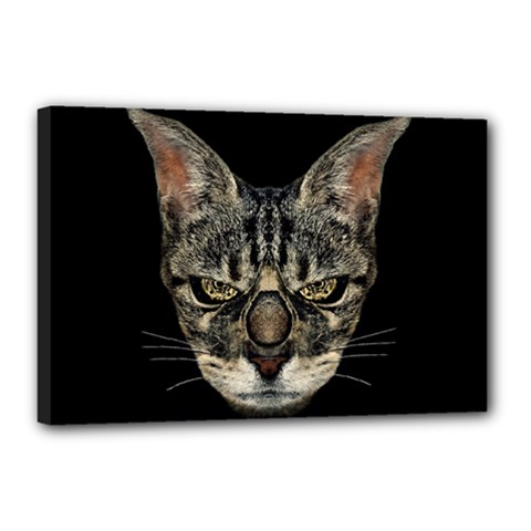 Angry Cyborg Cat Canvas 18  X 12  by dflcprints