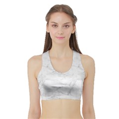 White Marble 2 Women s Sports Bra With Border