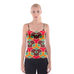 Distorted Shapes In Retro Colors Spaghetti Strap Top by LalyLauraFLM