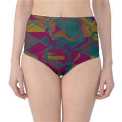 Geometric Shapes In Retro Colors High-waist Bikini Bottoms by LalyLauraFLM