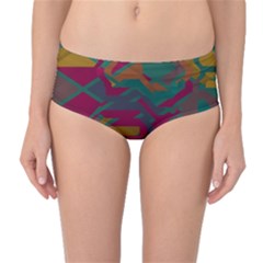 Geometric Shapes In Retro Colors Mid-waist Bikini Bottoms