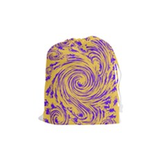 Purple And Orange Swirling Design Drawstring Pouches (medium) 