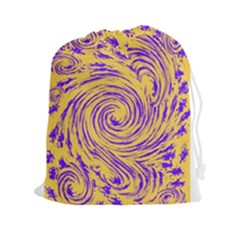 Purple And Orange Swirling Design Drawstring Pouches (xxl)