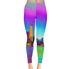 Chicago Colored Foil Effects Women s Leggings by canvasngiftshop