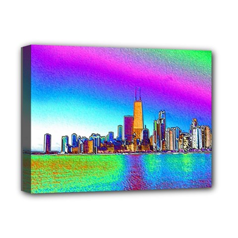 Chicago Colored Foil Effects Deluxe Canvas 16  X 12   by canvasngiftshop
