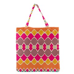 Symmetric Shapes In Retro Colors Grocery Tote Bag by LalyLauraFLM