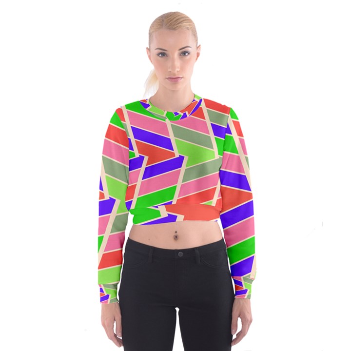 Symmetric distorted rectangles   Women s Cropped Sweatshirt