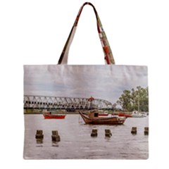 Boats At Santa Lucia River In Montevideo Uruguay Tiny Tote Bags by dflcprints