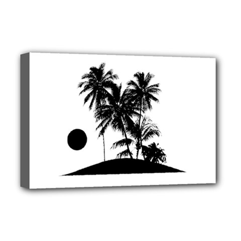 Tropical Scene Island Sunset Illustration Deluxe Canvas 18  X 12   by dflcprints
