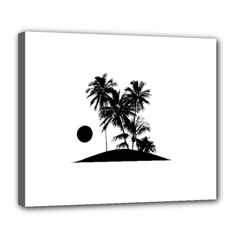 Tropical Scene Island Sunset Illustration Deluxe Canvas 24  X 20   by dflcprints