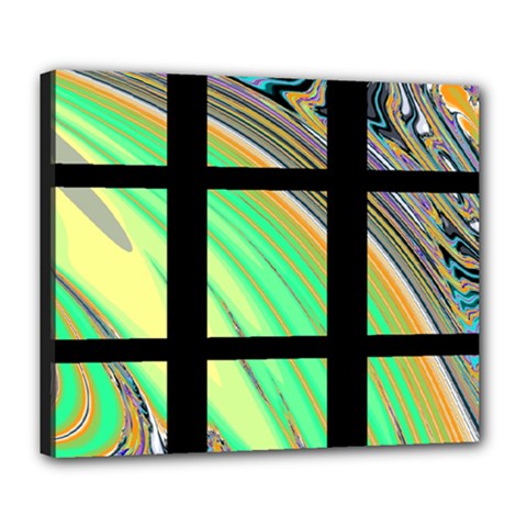 Black Window With Colorful Tiles Deluxe Canvas 24  X 20   by digitaldivadesigns