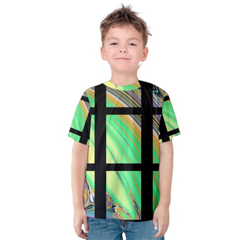 Black Window With Colorful Tiles Kid s Cotton Tee by digitaldivadesigns