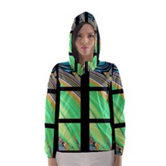 Black Window With Colorful Tiles Hooded Wind Breaker (women) by digitaldivadesigns