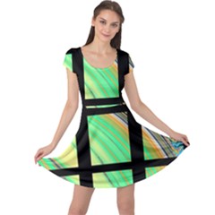 Black Window With Colorful Tiles Cap Sleeve Dresses by digitaldivadesigns