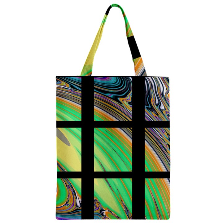 Black Window with Colorful Tiles Zipper Classic Tote Bags