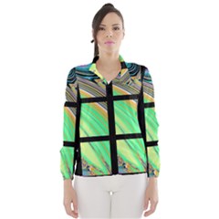 Black Window With Colorful Tiles Wind Breaker (women) by digitaldivadesigns