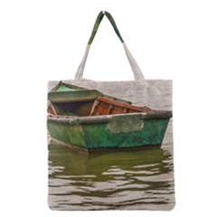 Old Fishing Boat At Santa Lucia River In Montevideo Grocery Tote Bags by dflcprints