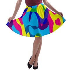 Colorful Chaos A-line Skater Skirt by LalyLauraFLM