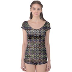 Luxury Patterned Modern Baroque Short Sleeve Leotard by dflcprintsclothing