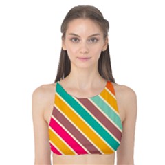 Colorful Diagonal Stripes Tank Bikini Top by LalyLauraFLM