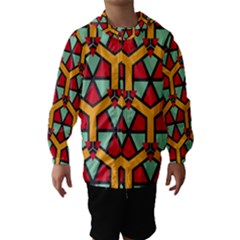 Honeycombs Triangles And Other Shapes Pattern Hooded Wind Breaker (kids) by LalyLauraFLM