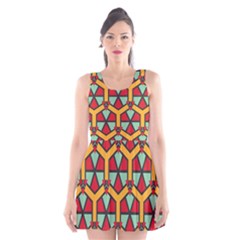 Honeycombs Triangles And Other Shapes Pattern Scoop Neck Skater Dress by LalyLauraFLM