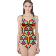 Honeycombs Triangles And Other Shapes Pattern Women s One Piece Swimsuit by LalyLauraFLM